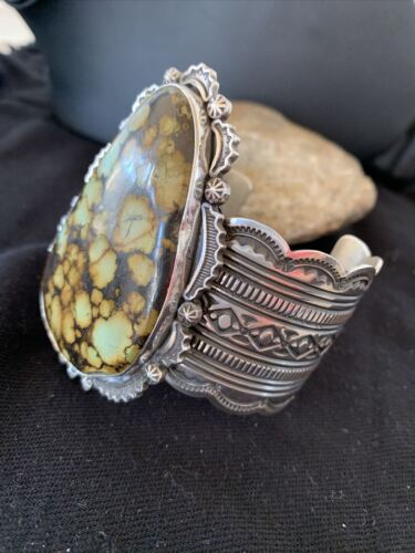 Native American Men's Navajo Spiderweb Turquoise Cuff Bracelet | Sterling Silver | 1272