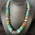 Navajo Green Turquoise Pendant Necklace | Sterling Silver | Authentic Native American | 20" | Graduated | 11900