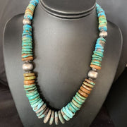 Navajo Green Turquoise Pendant Necklace | Sterling Silver | Authentic Native American | 20" | Graduated | 11900