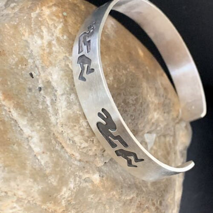 Navajo Kokopelli Stamped Cuff Bracelet | Sterling Silver | Authentic Native American Handmade | 12826