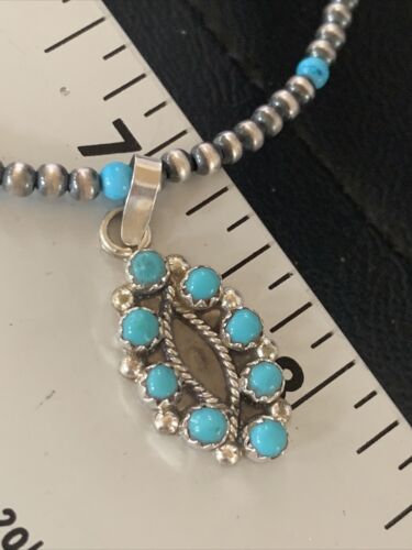 Zuni Blue Turquoise Multi-Stone Pendant | Authentic Native American Sterling Silver | Multi-Stone | 12059