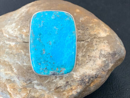Southwestern Navajo Blue Kingman Turquoise Ring | Sterling Silver | Sz 8 | 11567