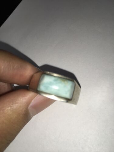 Native American Men's Larimar Inlay Ring | Navajo Sterling Silver | Sz 12 | 1738 - Masha USA