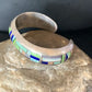 Old Pawn Navajo Turquoise Gaspeite Lapis Inlay Bracelet | Sterling Silver | Authentic Native American Handmade | 14160