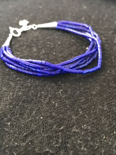 Blue Stabilized Lapis Heishi Bracelet | Sterling Silver | 5-Strand | 7" | 13598