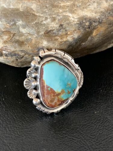 Native American Women's Navajo Blue Royston Turquoise Ring | Sterling Silver | Sz 10 | 10425