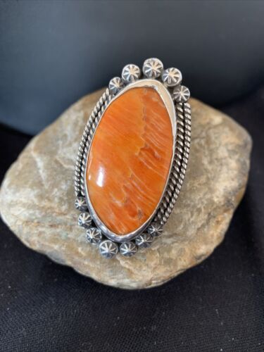 Southwestern Women's Navajo Spiny Oyster Ring | Sterling Silver | Sz 11.5 | Authentic Native American Handmade | 1000