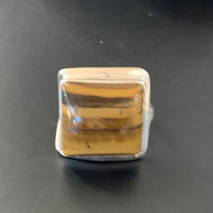 Native American Square Tigers Eye Ring | Sterling Silver | Sz 7 | 11433 - Masha USA