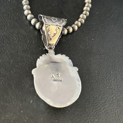 Navajo Blue Golden Hills Pendant Necklace | Sterling Silver | Authentic Native American Handmade | 14623