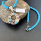 Blue Turquoise & Mother of Pearl Inlay Pendant | Sterling Silver Necklace | Navajo | 8904