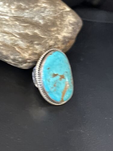 Navajo Sterling Silver Blue Kingman Turquoise Ring | Sz 9 | 00126