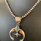 Navajo Pearl Necklace with Green Turquoise & Spiny Oyster Naja Pendant | Sterling Silver | Authentic Native American Handmade | 11701