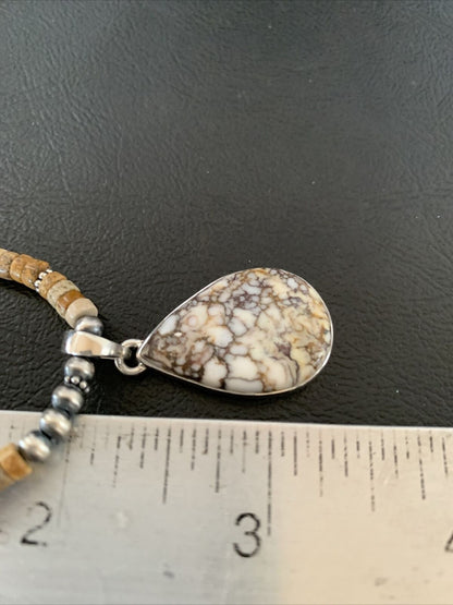 Men's Navajo Wild Horse Picture Jasper Pendant | Sterling Silver Necklace | Authentic Native American Handmade | 10332