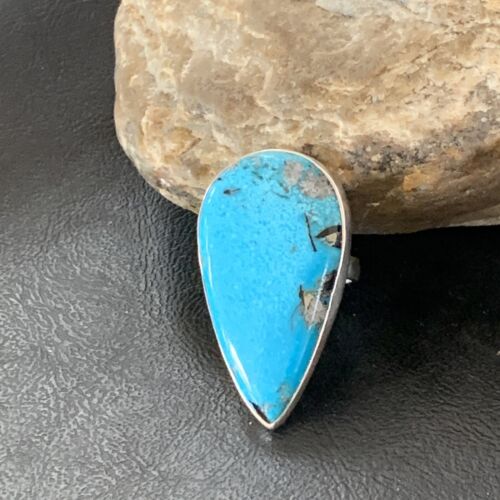 Navajo Blue Kingman Turquoise Ring | Sterling Silver | Sz 10 | Authentic Native American Handmade | 11728 - Masha USA