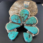 Navajo Blue Turquoise Naja Pendant Necklace | Authentic Native American Sterling Silver | 11356