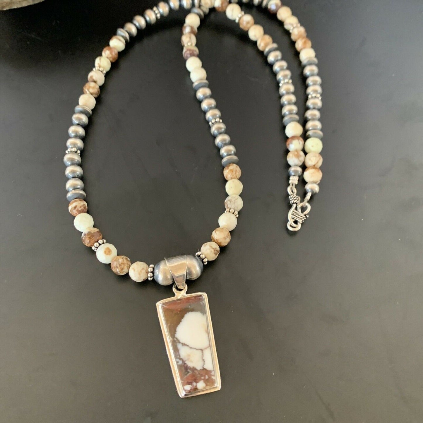 Navajo Wild Horse Turquoise Necklace Pendant | Sterling Silver | Authentic Native American Handmade | 11372