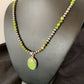 Navajo Pearl Necklace with Green Mojave Turquoise Pendant | Sterling Silver | 11757
