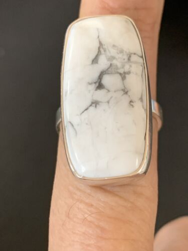 Native American Women's Navajo White Howlite Ring | Sterling Silver | Sz 7 | 11606