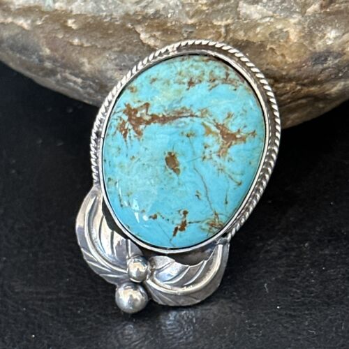 Navajo Blue Turquoise #8 Rings | Sterling Silver | Sz 10 | Authentic Native American Handmade | 14293