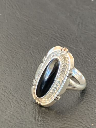Native American Navajo Handmade Sterling Silver Black Onyx Ring | Sz 6 | 11586
