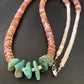 Navajo Turquoise | Purple Spiny Oyster Pink Shell Necklace | Sterling Silver | Native American Handmade | 28" | 12256