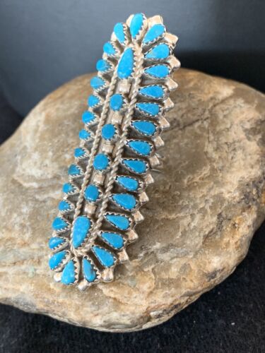 Navajo Blue Turquoise Cluster Ring | Authentic Native American Sterling Silver | Multi-Stone | Sz 7 | 506
