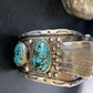 Navajo Sterling Silver Bracelet with Blue Kingman Turquoise | Men's Automatic Seiko Watch Cuff | Authentic Native American Jewelry | 12168