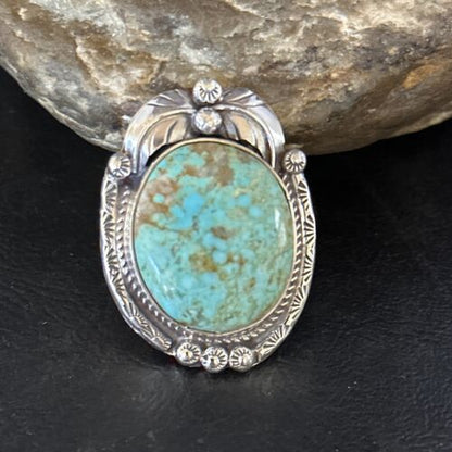 Southwestern Navajo Blue Turquoise #8 Rings | Sterling Silver | Sz 9 | 14286