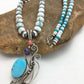 Navajo Kingman Turquoise Pendant Necklace | Authentic Native American Sterling Silver | Multi-Stone | 3043