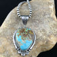 Navajo Kingman Blue Turquoise Pendant Necklace | Sterling Silver Pearls | Authentic Native American Handmade | 10093