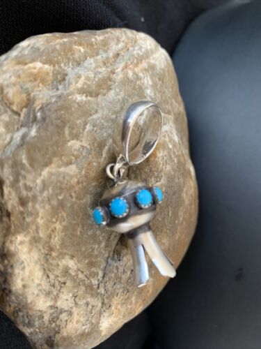 Navajo Turquoise Naja Pendant | Sterling Silver | Native American Handmade | 1" | 1047