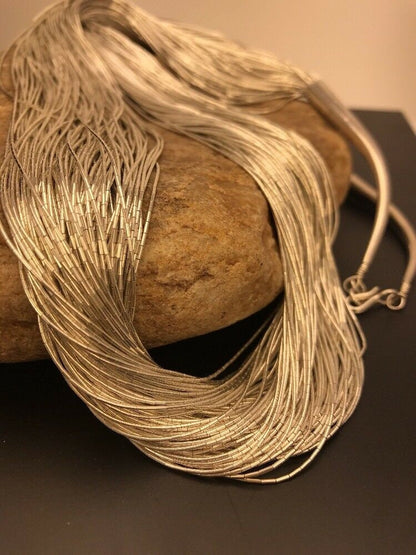 Southwestern Liquid Silver Heishi Necklace | 100 Strands | Sterling Silver | 28" | 1222