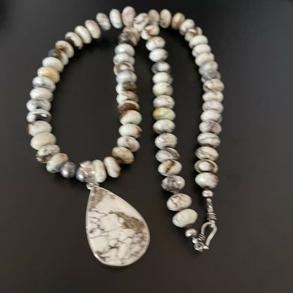 Navajo Wild Horse Turquoise Necklace Pendant | Sterling Silver | Authentic Native American Handmade | 11340