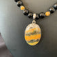 Men's Navajo Pearls Onyx Bumblebee Jasper Necklace Pendant | Sterling Silver | Native American Handmade | 10325