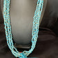 Native American Santo Domingo Blue Turquoise Coral Jacla Necklace | 5 Strand Nugget Bead | 34" | 13182