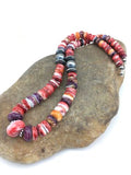 Navajo Sterling Silver Graduated Spiny Oyster Necklace | Authentic Native American | 18" | 4855