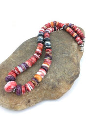 Navajo Sterling Silver Graduated Spiny Oyster Necklace | Authentic Native American | 18" | 4855