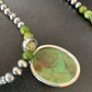 Navajo Pearl Necklace with Green Mojave Turquoise Pendant | Sterling Silver | 11757