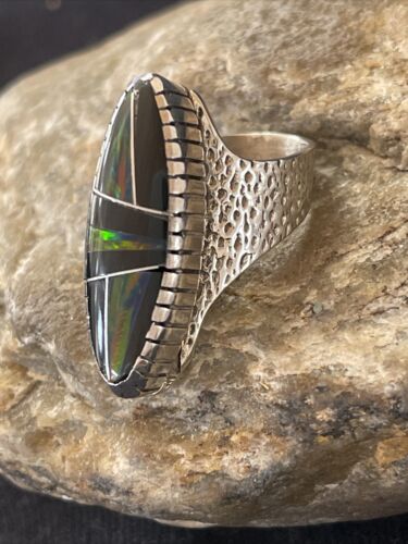 Navajo Multi-Color Opal & Turquoise Inlay Ring | Sterling Silver | Sz 7 | Authentic Native American Handmade | 01586