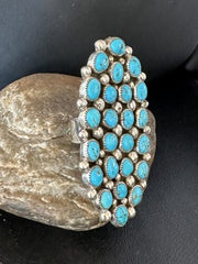 Navajo Kingman Turquoise Cluster Ring | Authentic Native American Sterling Silver | Multi-Stone | Sz 11 | 14454