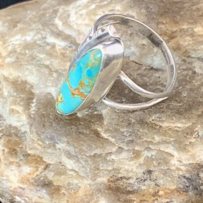 Southwestern Navajo Blue Kingman Turquoise Ring | Sterling Silver | Sz 9 | 13528