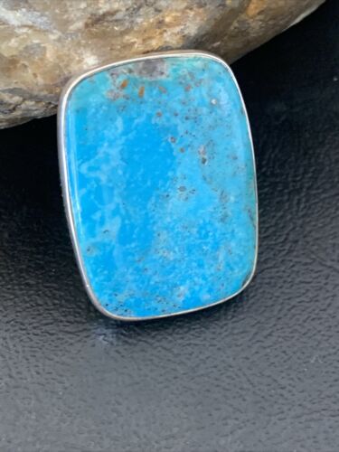 Southwestern Navajo Blue Kingman Turquoise Ring | Sterling Silver | Sz 8 | 11567