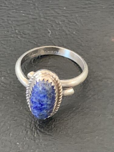 Navajo Lapis Lazuli Adjustable Ring | Sterling Silver | Sz 7 | Authentic Native American Handmade | 12448