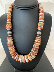 Navajo Purple Spiny Oyster & Sterling Silver Graduated Necklace | Authentic Native American | 20" | 3241