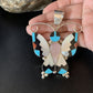 Zuni Butterfly Pendant Necklace | Turquoise Mother of Pearl Onyx Inlay | Sterling Silver | 13684