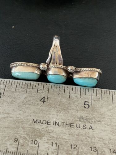 Navajo Blue Turquoise Cluster Ring | Authentic Native American Sterling Silver | Multi-Stone | Sz 11 | 02122