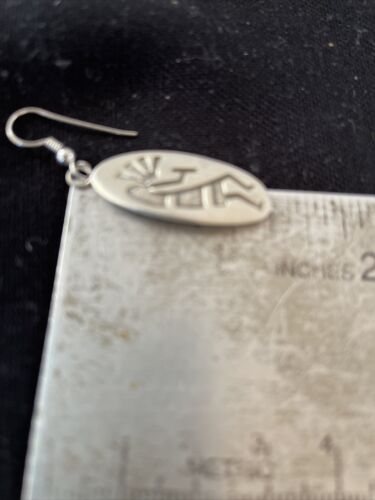 Handmade Sterling Silver Kokopelli Dangle Earrings | Authentic Native American Hopi Design | 01503