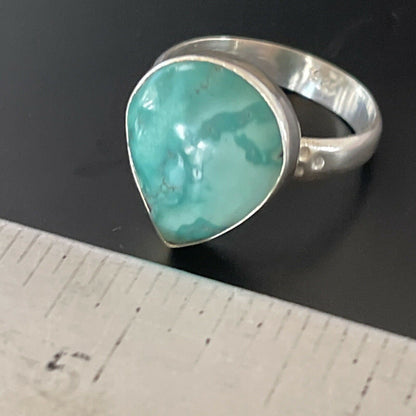 Navajo Sterling Silver Natural Blue Turquoise Ring | Sz 9 | Authentic Native American Handmade | 11436 - Masha USA