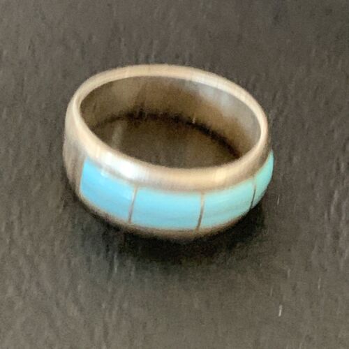 Navajo Blue Turquoise Inlay Band Ring | Sz 6 | Authentic Native American Handmade | 12394