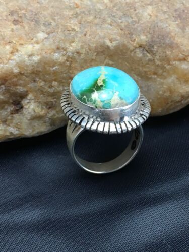 Royston Turquoise Navajo Ring | Sterling Silver | Sz 6.75 | Authentic Native American Handmade | 2654